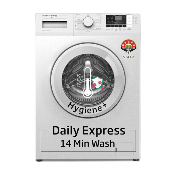 Voltas Beko, A Tata Product 6.5 Kg 5 Star Fully Automatic Front Loading Washing Machine (2023 Model, WFL6512B7CUSKA/WXV, White, In-Built Heater)