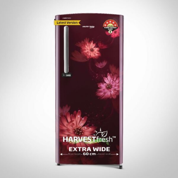 Voltas Beko 185 L, 5 Star, Direct Cool Single Door Refrigerator with Harvest Fresh Technology (RDC220A / W0DWETMH000GD, Dahlia Wine)