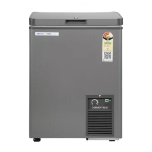 Voltas CVF120SA3-P1-GW 114 Litre 3 Star Convertible Single Door Deep Freezer | Direct Cool | White & Grey | Compact Energy-Efficient Freezer for Home & Commercial Use