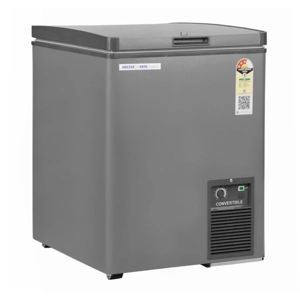 Voltas CVF120SA3-P1-GW 114 Litre 3 Star Convertible Single Door Deep Freezer | Direct Cool | White & Grey | Compact Energy-Efficient Freezer for Home & Commercial Use - Image 2
