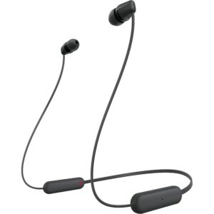 Sony WI-C100 Wireless Headphones with Customizable Equalizer for Deep Bass & 25 Hrs Battery, DSEE-Upscale, Splash Proof, 360RA, Fast Pair, in-Ear Bluetooth Headset with mic for Phone Calls (Black)