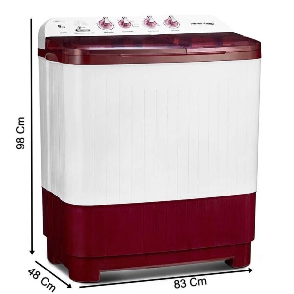 Voltas Beko 8 kg Semi-Automatic Top Loading Washing Machine (WTT80DBRT, Burgundy) 2020 - Image 7