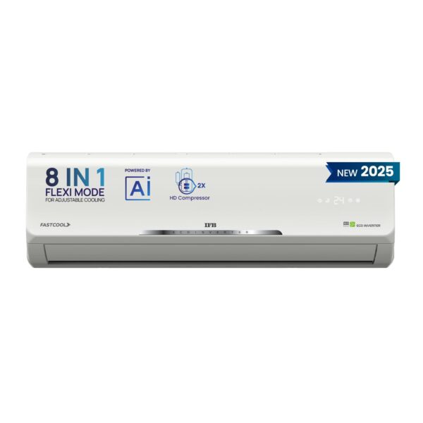 IFB 2025 Model Silver Star Series 1.5 Ton 3 Star Split AC with HD Compressor, AI, Dual Gold Fin, Nano Tek Coating & 8-in-1 Flexi Mode – White (CI173SS22RGM1, Copper Condenser)