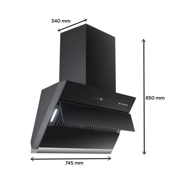 Faber 75 Cm 1350 M3/Hr Autoclean Slant Chimney, Filterless, Lifetime On Motor, 5 Yr Comprehensive Warranty, (Hood Zenith FL SC AC BK 75,Touch & Gesture Control,Black) - Image 2