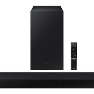 Samsung Q-Symphony Soundbar (HW-Q600C/XL), USB, Bluetooth with 3.1.2 Channel, Wireless Subwoofer, and 2 Up-Firing Speakers, Dolby Atmos Music (Black)
