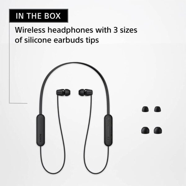 Sony WI-C100 Wireless Headphones with Customizable Equalizer for Deep Bass & 25 Hrs Battery, DSEE-Upscale, Splash Proof, 360RA, Fast Pair, in-Ear Bluetooth Headset with mic for Phone Calls (Black) - Image 3