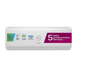 Godrej 1.7 Ton 5 Star, 5-In-1 Convertible Cooling Inverter Split AC (Copper, Heavy duty cooling at 52 °C,SIC 20ITC5-WWR, White)