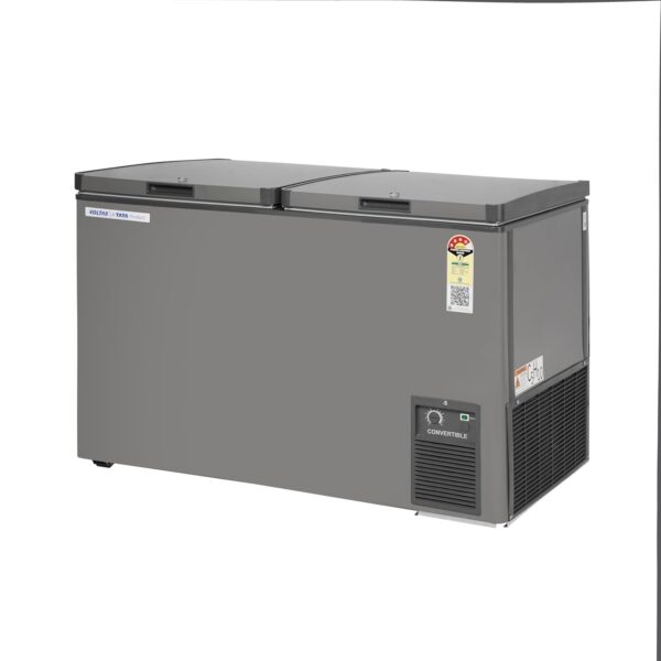 Voltas 295 Litres, 4 star Convertible Double Chest Freezer With Roller Wheels (CVF320DA4-P-PL, Grey) - Image 4