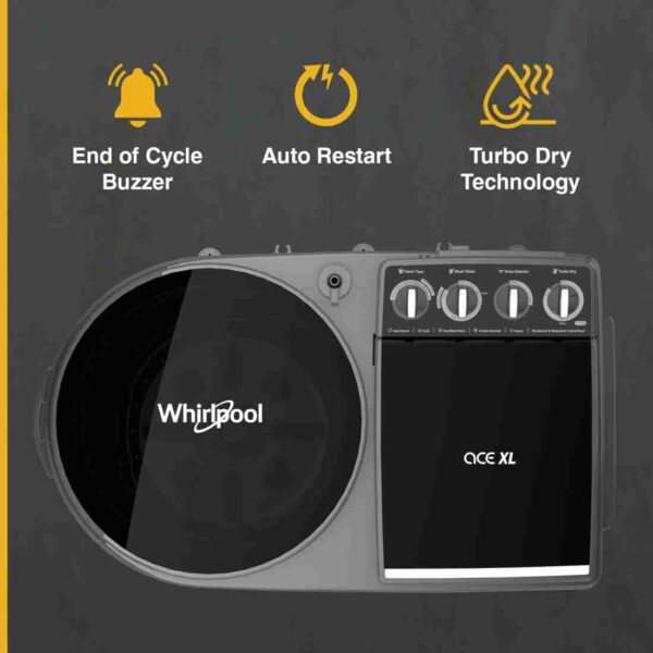 Whirlpool 10 kg 5 Star Semi Automatic Top Load Washing Machine Grey (ACE XL 10 GREY DAZZLE) - Image 4