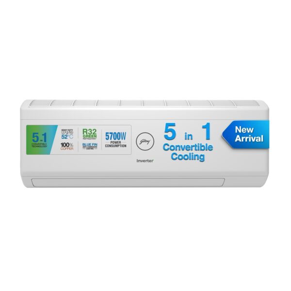 Godrej 1.7 Ton 5 Star, 5-In-1 Convertible Cooling Inverter Split AC (Copper, Heavy duty cooling at 52 °C, 2023 Model,SIC 20ITC5-WWR, White) - Image 2