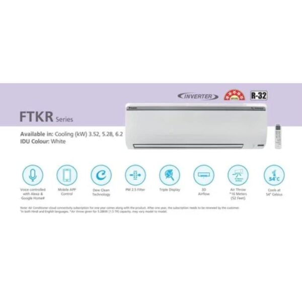 Daikin 1.5 Ton 5 Star Inverter Split AC (Copper, PM 2.5 Filter, 2022 Model, FTKR50U, White) - Image 2