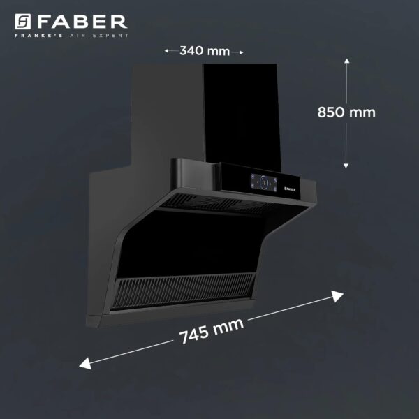 Faber 75 cm 1500 m³/hr angular Kitchen Chimney (HOOD COSMIC FL HC BK 75, Filterless technology, Touch Control, Black) - Image 3
