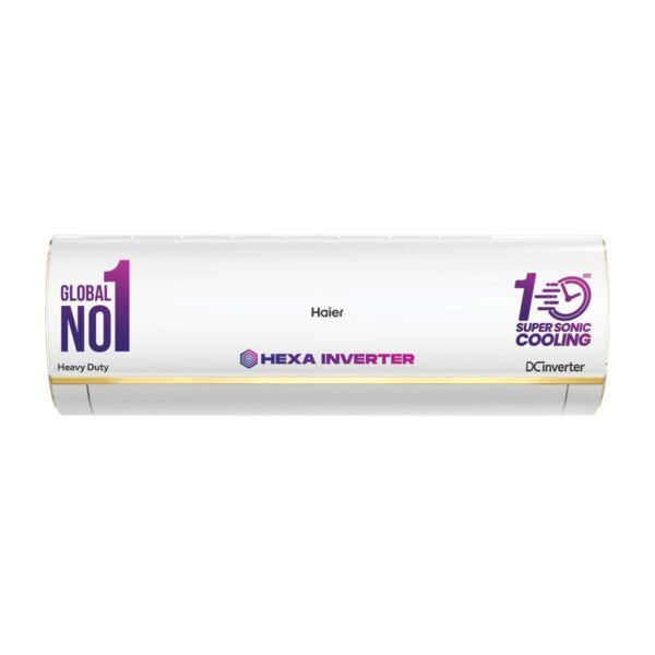 Haier 1 Ton 5 Star HEXA Inverter Split AC (3600W, Copper, Heavy Duty, 4-Way Swing, 7 in 1, Frost Self Clean, HD Filter, Cools at 60°C Temp, 20 Mtrs Air Throw - HSU14K-PYSG5BN-INV, White)