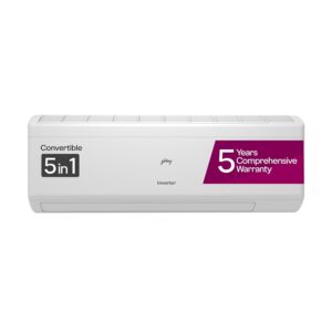 Godrej 2 Ton 3 Star, 5 Years Comprehensive Warranty, 5-In-1 Convertible Cooling, Inverter Split AC (Copper, I-Sense Technology, AC 2T EI 24IINV3R32 WWR, White)