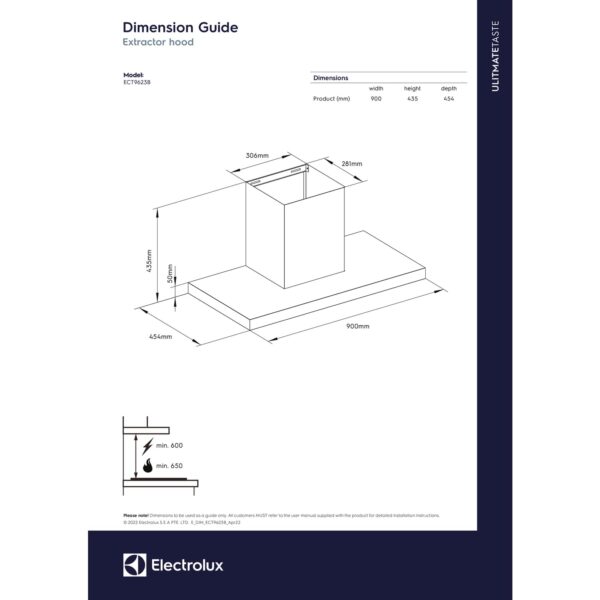 Electrolux 90cm T-Box Chimney for up to 210 sqft Kitchen, UltimateTaste 500, Black, ECT9623B - Image 3