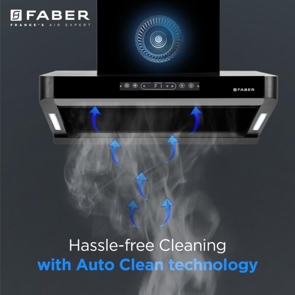 Faber Pinnacle 60cm 1500m³/hr Autoclean Chimney|Digital Display|Filterless|Slant Body|T-Shape Panel|Touch+Gesture|12Yr on Motor,5Yr Comprehensive Warranty by Faber|Hood Pinnacle FL HC BK 60,Matt Black - Image 5