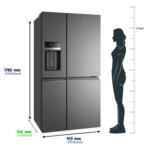 Electrolux 680L Frost Free Inverter French Door Refrigerator, TasteSealFlex, TwinTech Cooling System, Glossy Dark Grey Stainless Steel, UltimateTaste 900, EQE6879A-B - Image 3