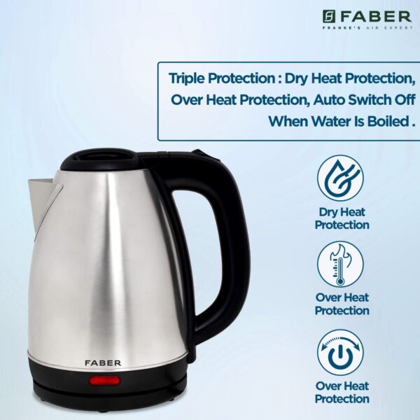 Faber Electric Kettle with Stainless Steel Body, FK 1.8 litres boiler for Water, SS, (FK 1.8L SS) - Image 10