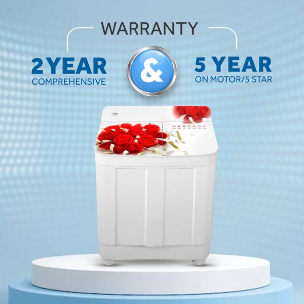Haier 8.5 Kg 5 Star Voltex Pulsator Semi-Automatic Top Load Washing Machine (HTW85-178, Red Rose) - Image 6
