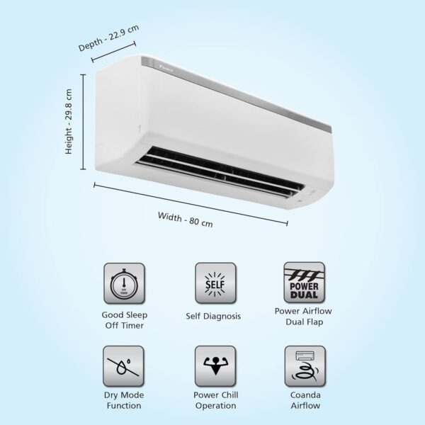 Daikin 1 Ton 3 Star Fixed Speed Split AC (Copper, PM 2.5 Filter, FTL35U, White) - Image 3