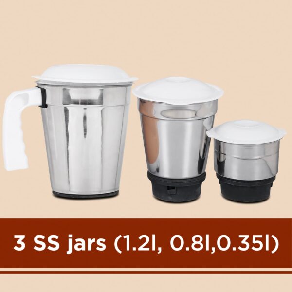 Faber Marvel 500W Blender Mixer Grinder, || Low-Noise, up to 18000 RPM Speed || 1 Year Comprehensive Warranty (FMG Marvel 500W 3J PW) Peach White - Image 7