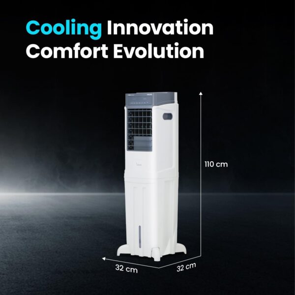 Voltas Slimm 35T Tower Air Cooler for Home, Honey Comb Cooling Pads with 3 Speed Control Functions, 35 Litres, White - Image 6