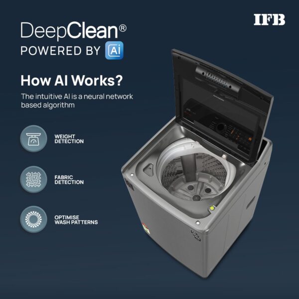 IFB 11 Kg 5 Star with DeepClean® Technology, AI Powered, Fully Automatic Top Load Washing Machine (2025 Model, TL111IN3S, PowerSteam®, Inbuilt Heater, Aqua Energie, Inox) - Image 12
