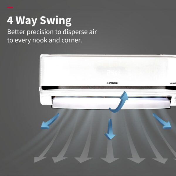 Hitachi 1 Ton Class 5 Star, 4-Way Swing, ice Clean, Xpandable+, Inverter Split AC (100% Copper, Dust Filter, 5500STXL RAS.V512PCBISH1, White) - Image 2