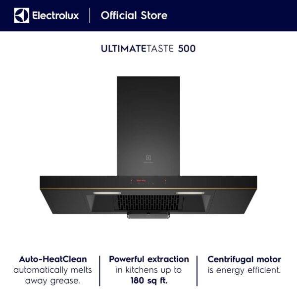 Electrolux 90cm T-Box Chimney for up to 180 sqft Kitchen, AutoClean, UltimateTaste 500, Black, ECT9281G - Image 3