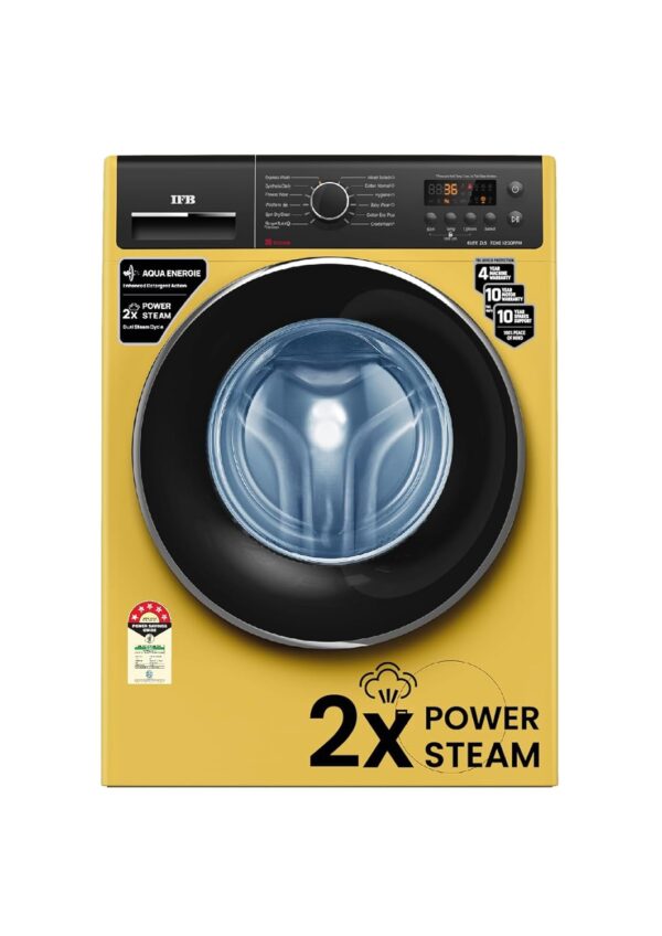 IFB 7 Kg 5 Star Front Load Washing Machine 2X Power Steam (ELITE ZLS 7012, Yellow, In-built Heater, 4 years Comprehensive Warranty)