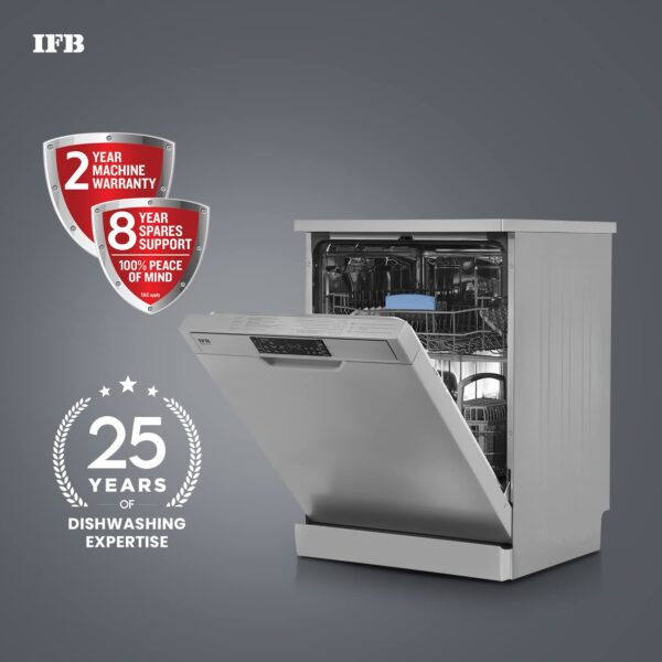 IFB 12 Place Settings Hot water wash Free Standing Dishwasher (Neptune VX1, Graphite Grey, In Built Heater with Hygienic Steam Drying, Perfect for Indian Utensils) - Image 2