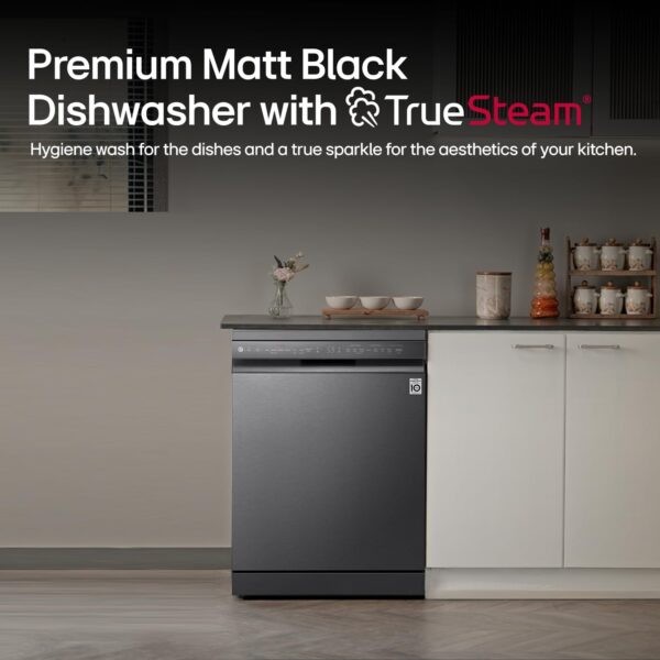 LG 14 Place Setting Free Standing Dish Washer with TrueSteam, QuadWash, EasyRack Plus, Wi-Fi Enabled (DFB424FM, Matte Black, Inverter Direct Drive Motor) - Image 5