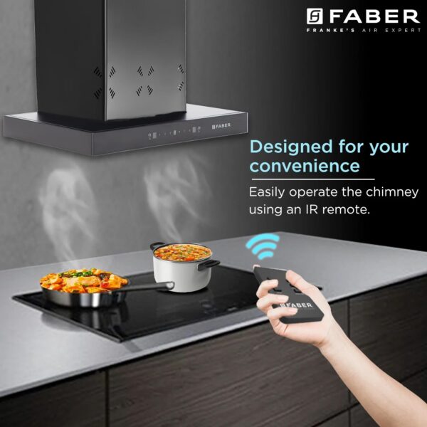 Faber 60 cm 1500 m³/hr angular Kitchen Chimney (HOOD CYGNUS IN 3D HC SC FL BK 60, Filterless technology, Touch Control, Black) - Image 4