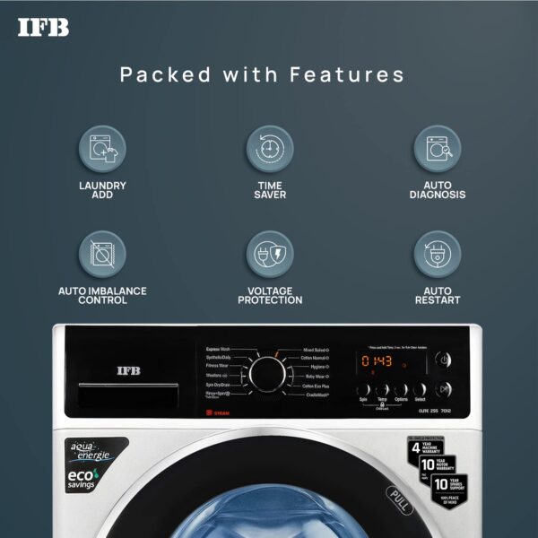IFB 7 Kg 5 Star Front Load Washing Machine 2X Power Steam (ELITE ZSS 7012, Silver, In-built Heater, 4 years Comprehensive Warranty) - Image 2