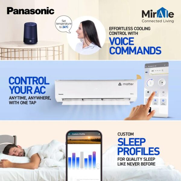 Panasonic EU 7 in 1 Convertible 1.5 Ton 5 Star Inverter Split Smart AC (100% Copper Condenser, CS/CU-EU18BKY5XFM), 55°Tested, PM0.1 Filter, Ag Clean, 4Way Swing, High CFM & Eco tough Outdoor - Image 5