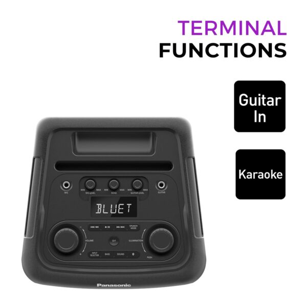 Panasonic SC-TMAX45 High Power Double Woofer Bluetooth Party Speaker System with USB, AUX and Optical Input, Mic & Guitar Jack (Black) - Image 2