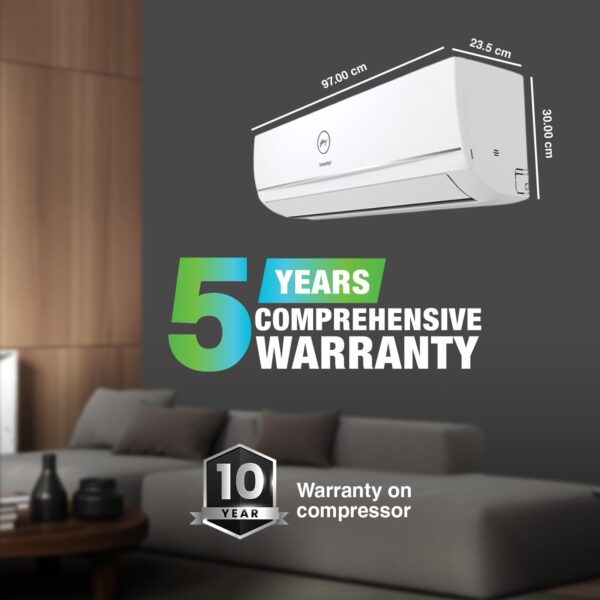 Godrej 1.5 Ton 3 Star, 5 Years Comprehensive Warranty, 5-in-1 Convertible Cooling, Inverter Split AC (Copper, Heavy-Duty Cooling at 52 Deg Celcius, AC 1.5T SIC 18TTC3 WZQ, White) - Image 2