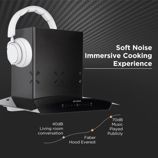 Faber60cm 6 way Silent Suction,1250m3/hr, Autoclean Chimney, 12Yr Warranty on Motor (HOOD EVEREST 3D IN HC SC FL LG 60||Filterless||Touch&Gesture Control||Light Grey) - Image 3