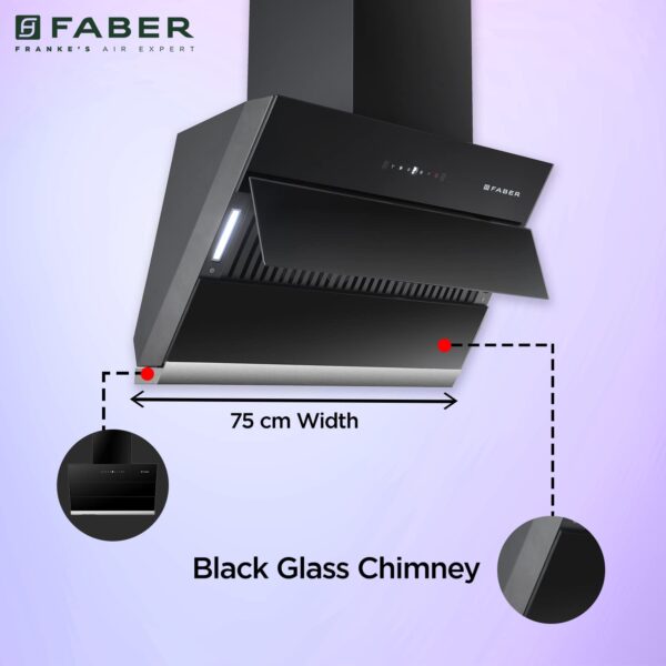 Faber 75 Cm 1350 M3/Hr Autoclean Slant Chimney, Filterless, Lifetime On Motor, 5 Yr Comprehensive Warranty, (Hood Zenith FL SC AC BK 75,Touch & Gesture Control,Black) - Image 4