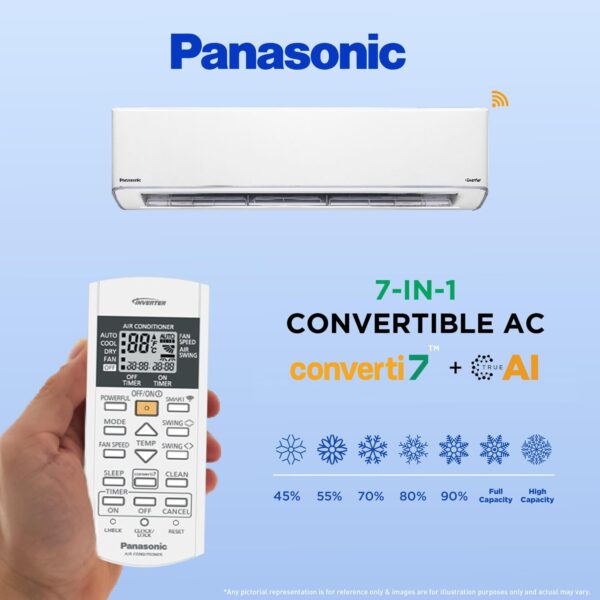 Panasonic 1.5 Ton 5 Star Wi-Fi Inverter Smart Split AC (Copper Condenser, 7 in 1 Convertible with True AI Mode, 4 Way Swing, PM 0.1 Air Purification Filter, CS/CU-VU18AKYF, White) - Image 2
