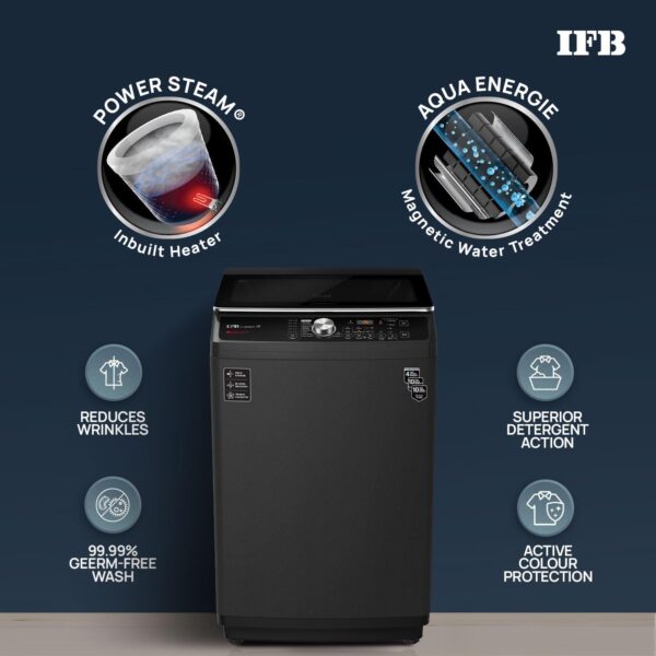 IFB 9 Kg 5 Star with DeepClean® Technology, AI Powered, Fully Automatic Top Load Washing Machine (TL900NB2S, PowerSteam®, Inbuilt Heater, Aqua Energie, Noir Black) - Image 8