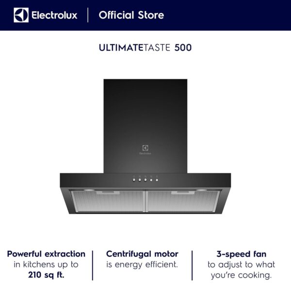 Electrolux 60cm T-Box Chimney for up to 210 sqft Kitchen, UltimateTaste 500, Black, ECT6623B - Image 3
