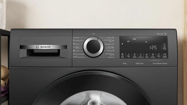 Bosch 9kg 5 Star Anti Wrinkle & Steam Care Fully Automatic Front Load Washing Machine with Built in Heater (WGA244ZTIN, Black Grey) - Image 3