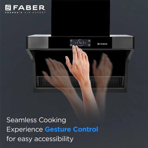 Faber 75 cm 1500 m³/hr angular Kitchen Chimney (HOOD COSMIC FL HC BK 75, Filterless technology, Touch Control, Black) - Image 6