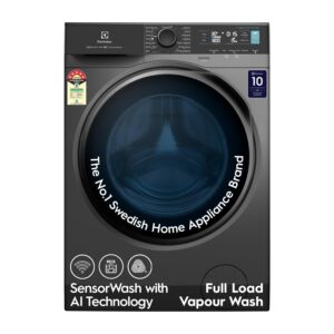 Electrolux 11kg 5 Star Fully Automatic Front Load Washing Machine with AI SensorWash, WiFi, Full Load Vapour Wash, EcoInverter, Dark Silver, UltimateCare 700, EWF1142R7SB