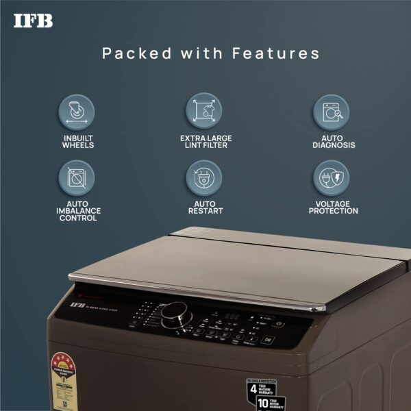 IFB 8.0 Kg Fully-Automatic Top Loading Washing Machine (TL-SBRS 8.0 KG Aqua, Brown, 2X Power Steam, 4 Years Comprehensive Warranty) - Image 3