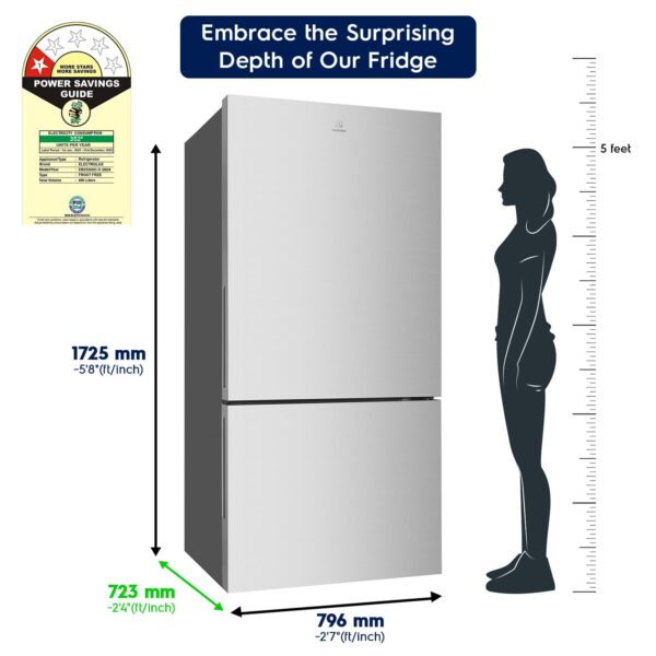 Electrolux 529L Frost Free Inverter Double Door Refrigerator, Bottom Freezer, TasteLockAuto & TasteGuard Technology, Stainless Steel, UltimateTaste 500, EBE5302C-S - Image 3