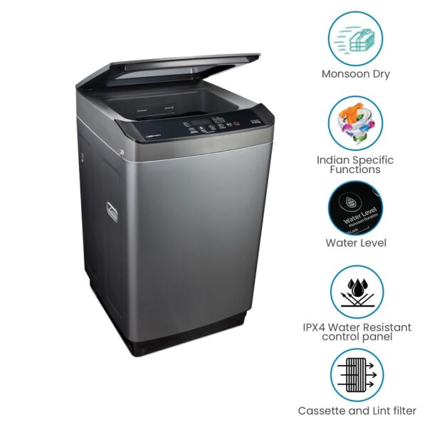 Voltas Beko 7.0 kg 5 Star Fully-Automatic Top Loading Washing Machine (WTL70UPGB, Gray) 2020 - Image 7