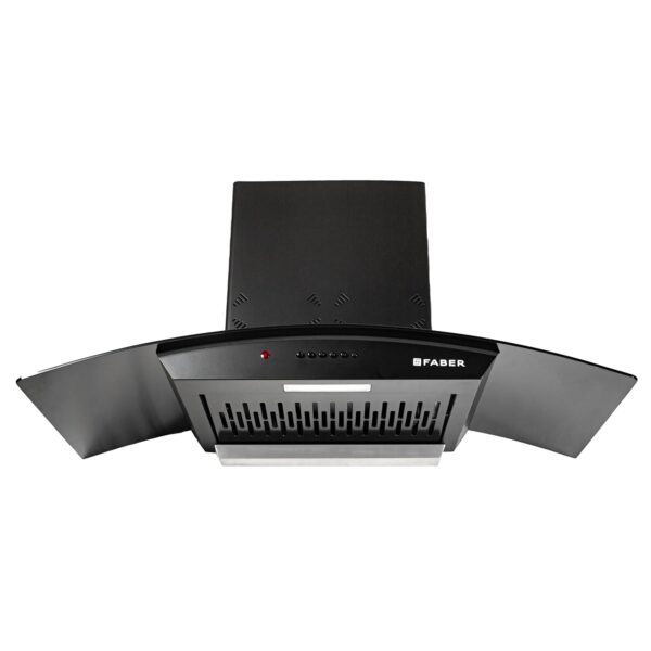 Faber 90cm 1150 m³/hr Autoclean Kitchen Chimney | Curved Glass | Filterless | Black Finish | Push Button Control | 8Yr Warranty on Motor 2Yr Comprehensive by Faber | HOOD ACE PRO IN 3D HC PB FL BK 90