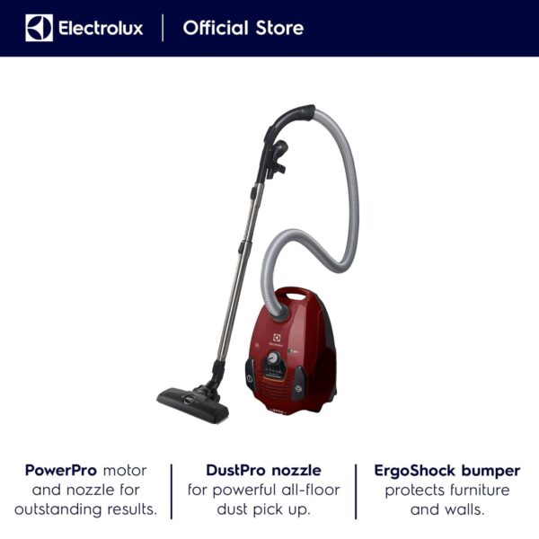Electrolux Silent Performer Canister Vacuum Cleaner for Home, 2000 W, Combination Crevice Dust Pro Nozzle, 16A Plug, Power Pro System, Ergo Shock Bumper Technology, Chilli Red, ZSP2320T - Image 3